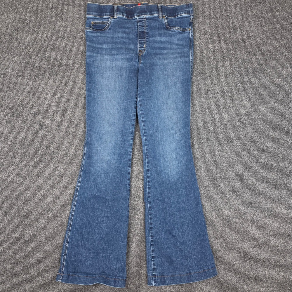 Spanx Flare Jeans Women's XL High Rise Pull On Midnight Dark Wash Denim 20327R